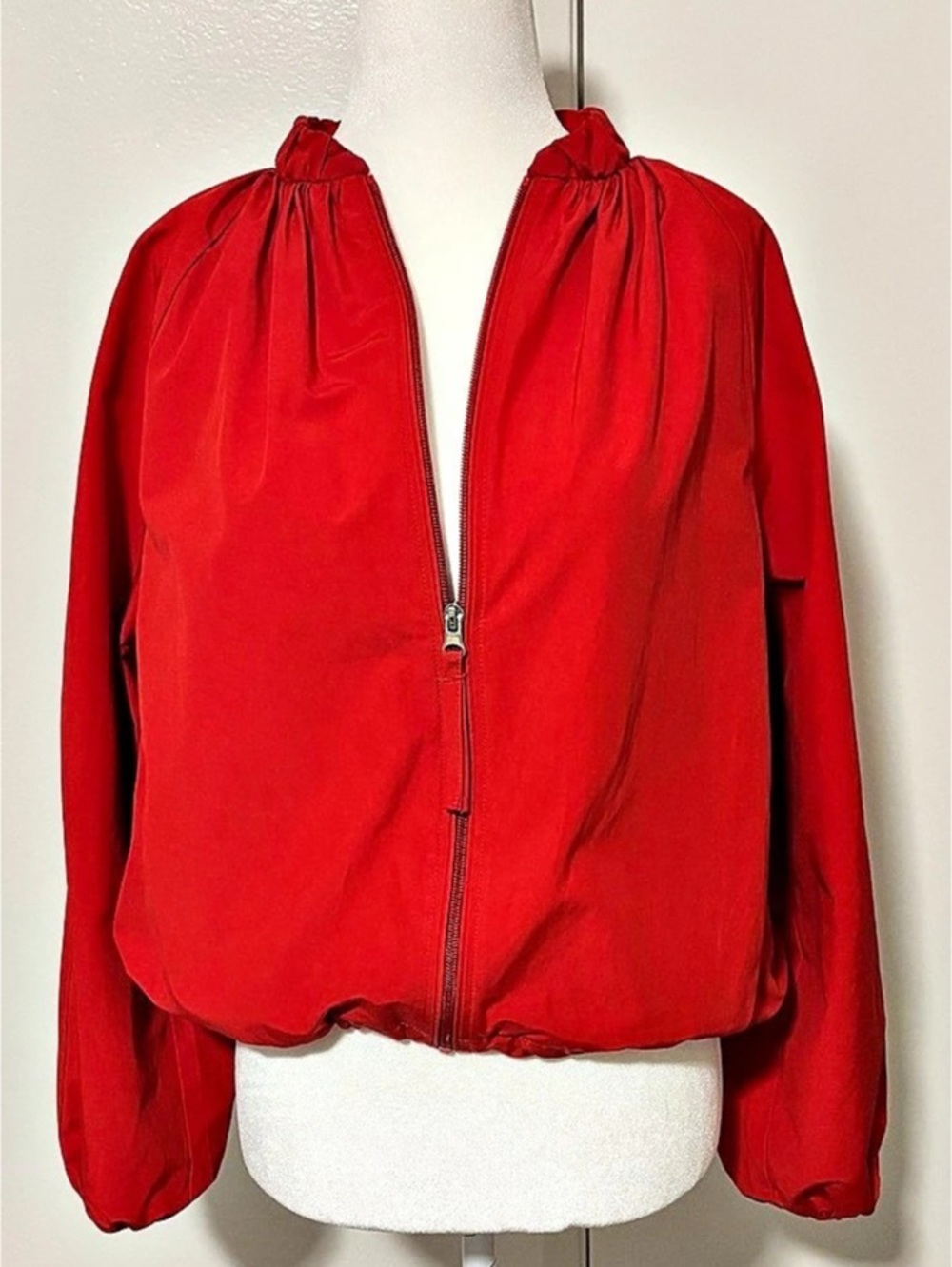 Rippled Full-Zip Jacket Red
